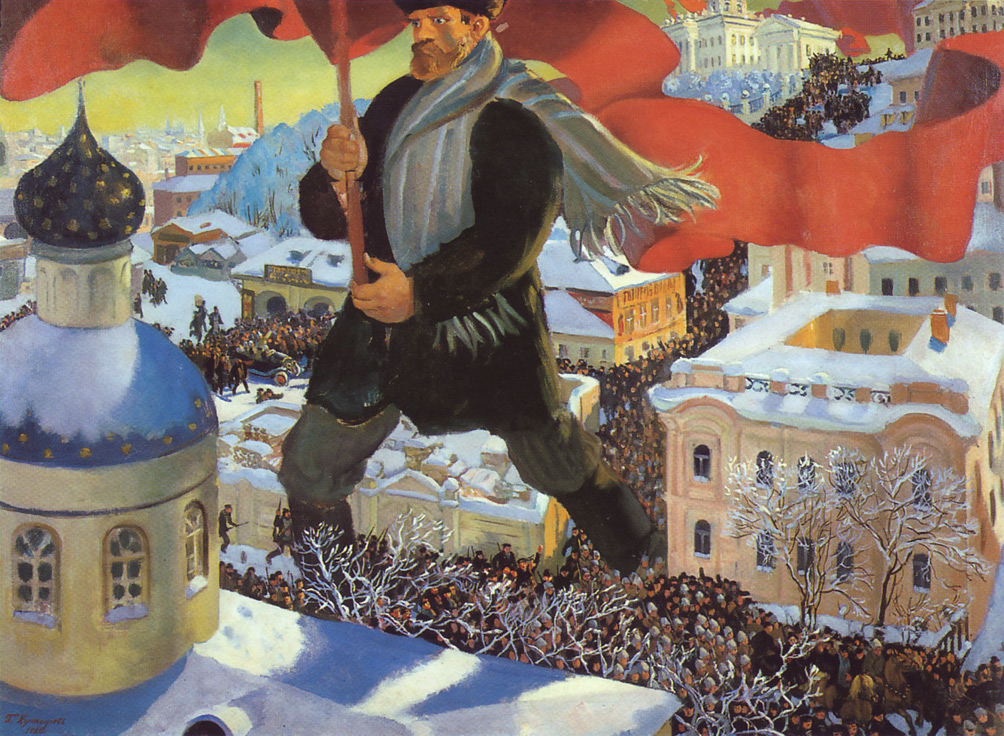 Советская живопись Картина Большевик. Кустодиев. 1920
